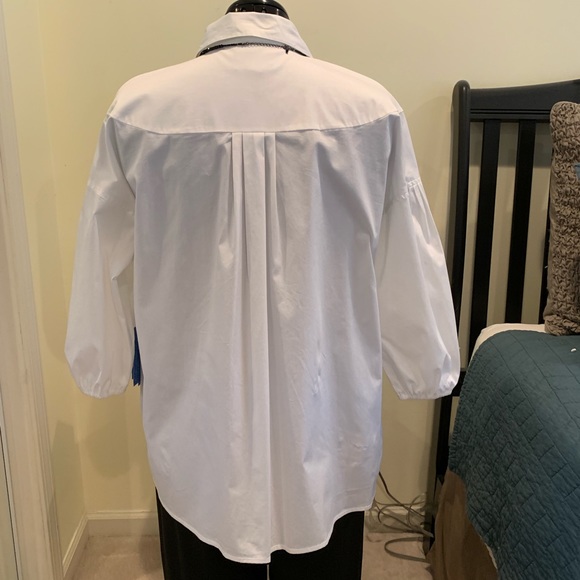 NWT Simply Vera Wang Pleated White Swing Top - Picture 5 of 8